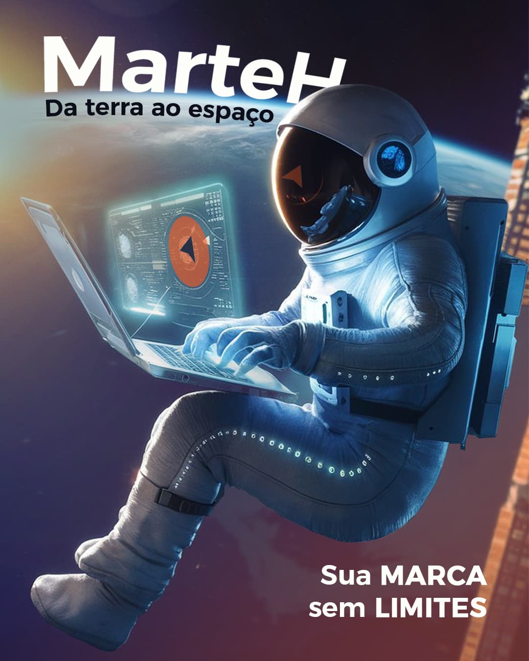 Astronauta marteH trabalhando em uma missão criativa